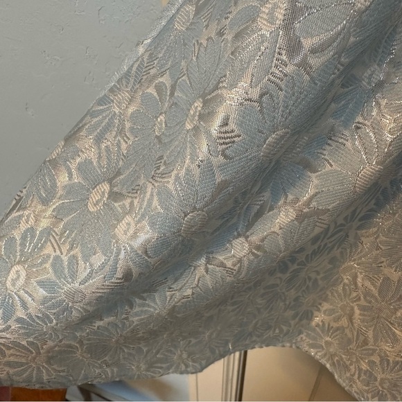 Next/Up Dress Sky Blue Metallic Silver Daisy Floral Spaghetti Straps Size 13/14 - Picture 4 of 12